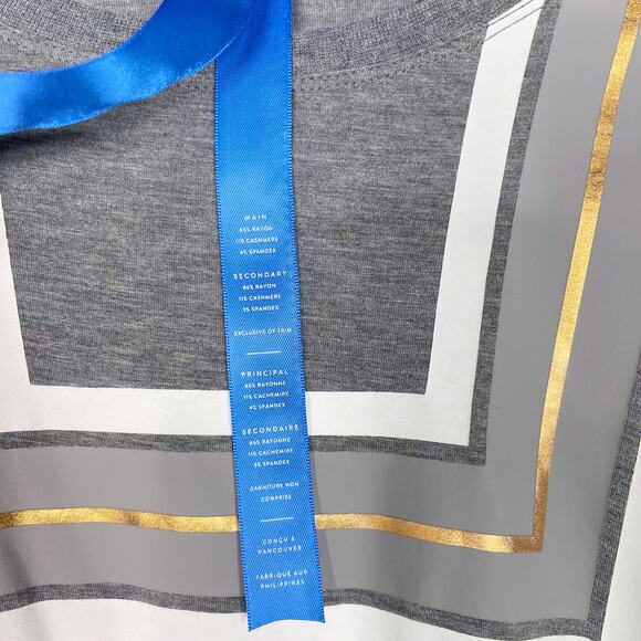 Kit and Ace Womens 6 Gray Square Striped Long Sleeve Tshirt Gold White Cashmere - Picture 11 of 11